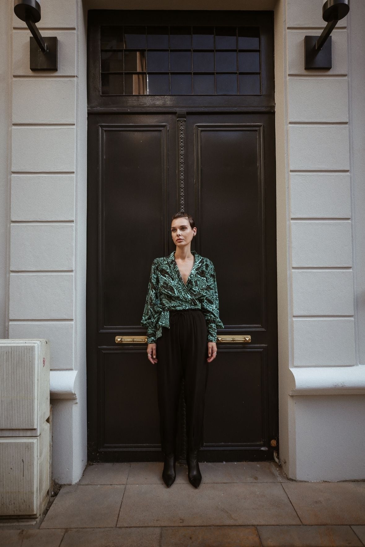 Green Patterned Silk Blouse